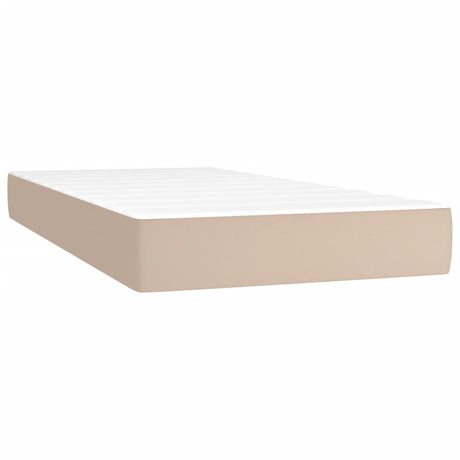 Vidaxl pocketveringmatras medium 120x190x20 cm kunstleer cappuccinokleurig