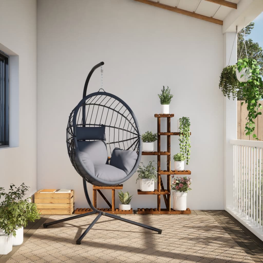 VidaXL-Hängesessel mit Standard-Rattan und grauem Stahl