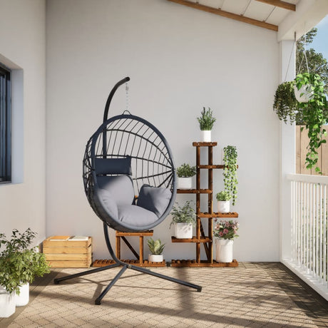 VidaXL-Hängesessel mit Standard-Rattan und grauem Stahl