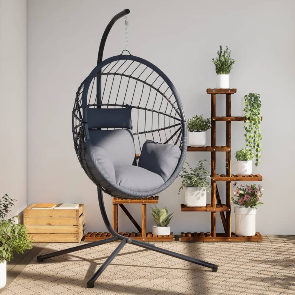 VidaXL-Hängesessel mit Standard-Rattan und grauem Stahl