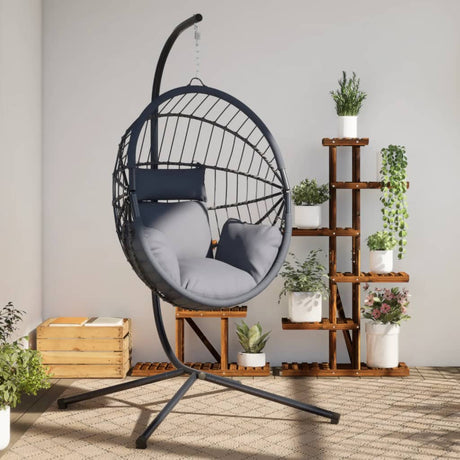 VidaXL-Hängesessel mit Standard-Rattan und grauem Stahl