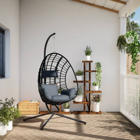 Vidaxl-Hängesessel mit Standard-Rattan und anthrazitfarbenem Stahl