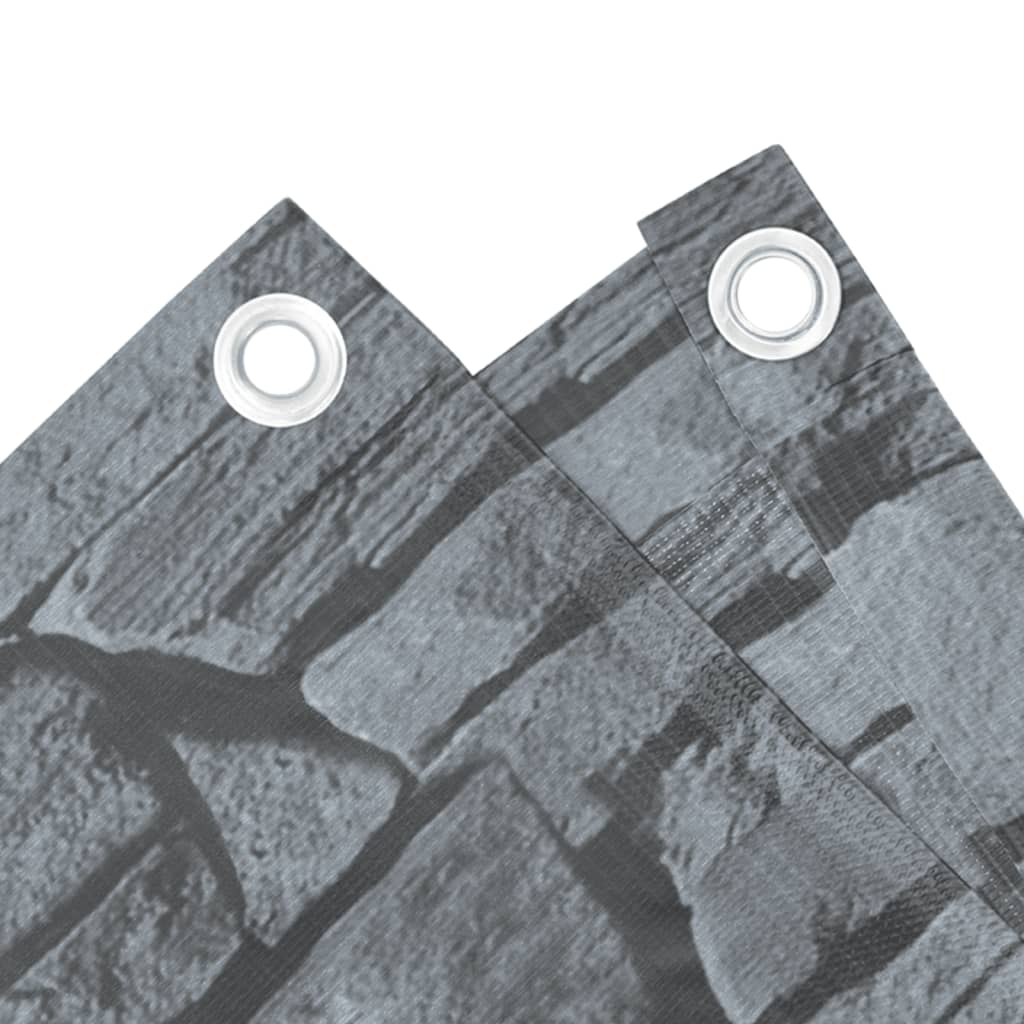Vidaxx Balkonsichtschutz Steinmuster 600x75 cm PVC grau