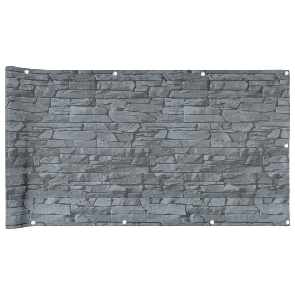 Vidaxx Balkonsichtschutz Steinmuster 500x90 cm PVC grau