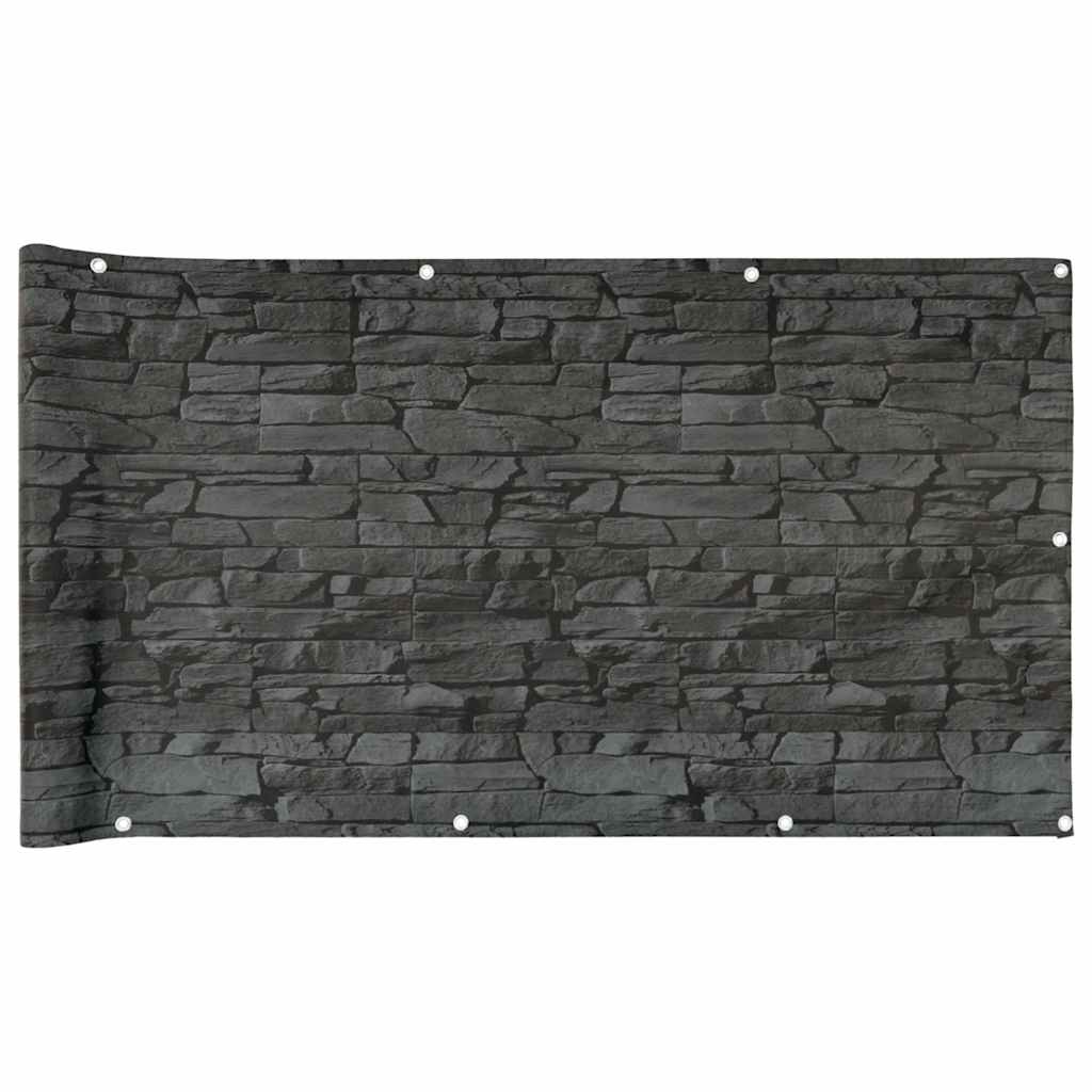 Vidaxx Balkonsichtschutz Steinmuster 600x90 cm PVC grau