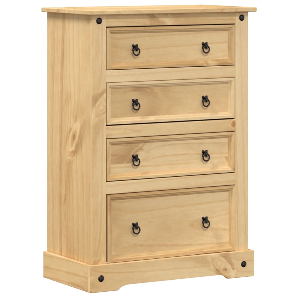 Vidaxl ladekast corona 80x43x114 cm massief grenenhout