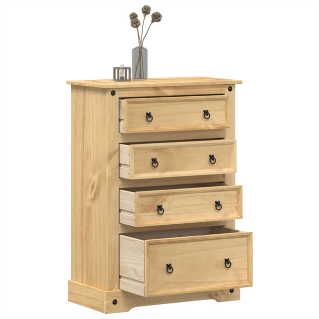 Vidaxl ladekast corona 80x43x114 cm massief grenenhout