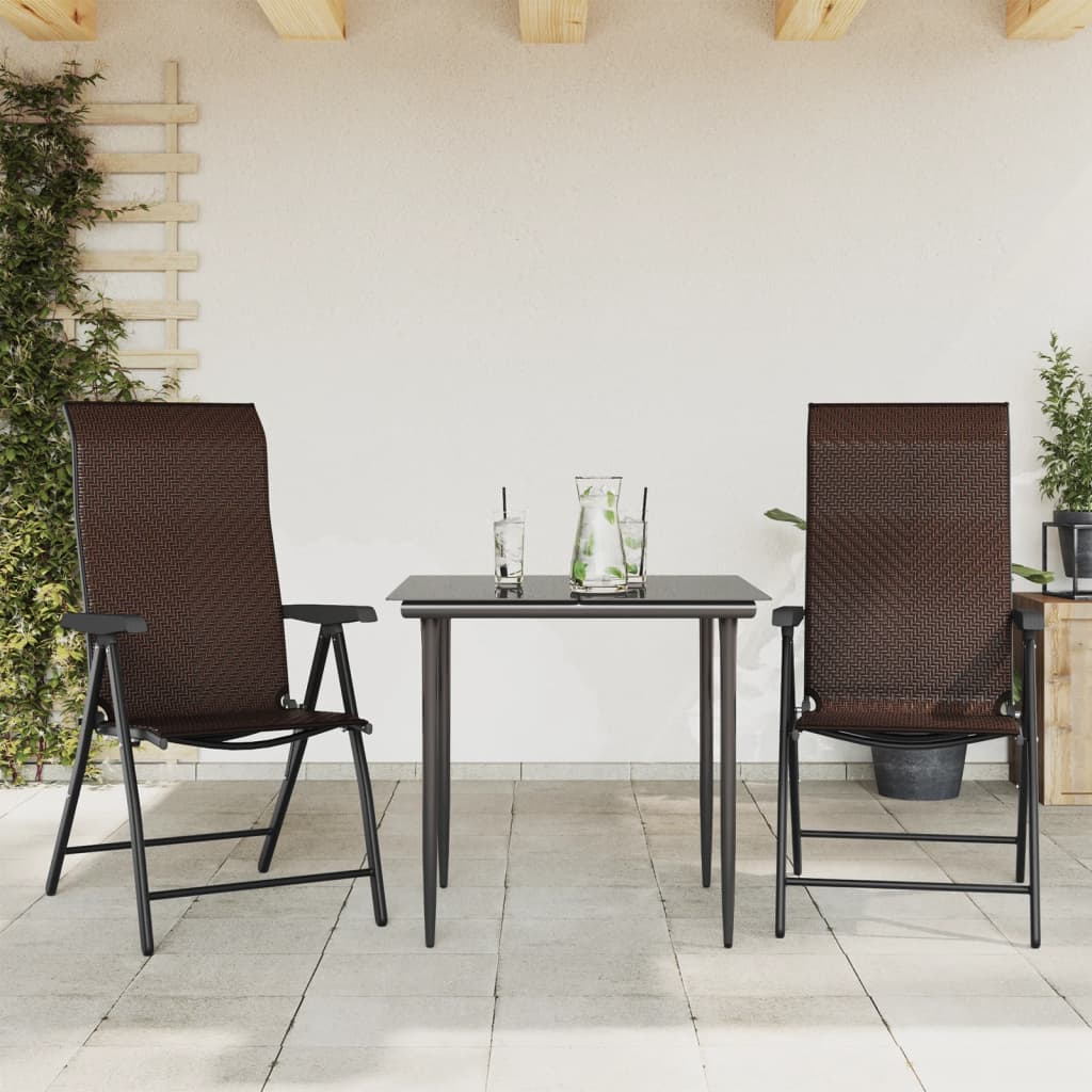 Vidaxl opklapbare stoelen, 2 stuks, bruin polyrotan