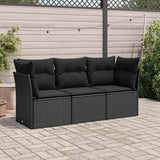 Vidaxl 3-delige loungeset met kussens poly rattan zwart