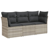 Vidaxl 3-delige loungeset met kussens poly rattan lichtgrijs