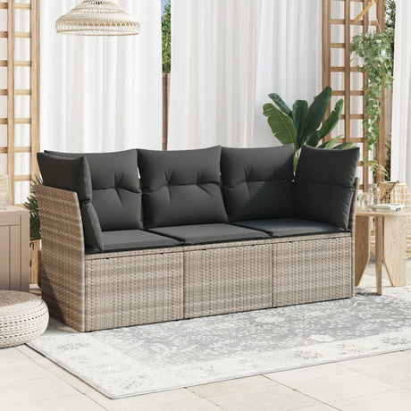 Vidaxl 3-delige loungeset met kussens poly rattan lichtgrijs