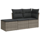Vidaxl 3-delige loungeset met kussens poly rattan grijs