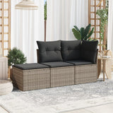 Vidaxl 3-delige loungeset met kussens poly rattan grijs