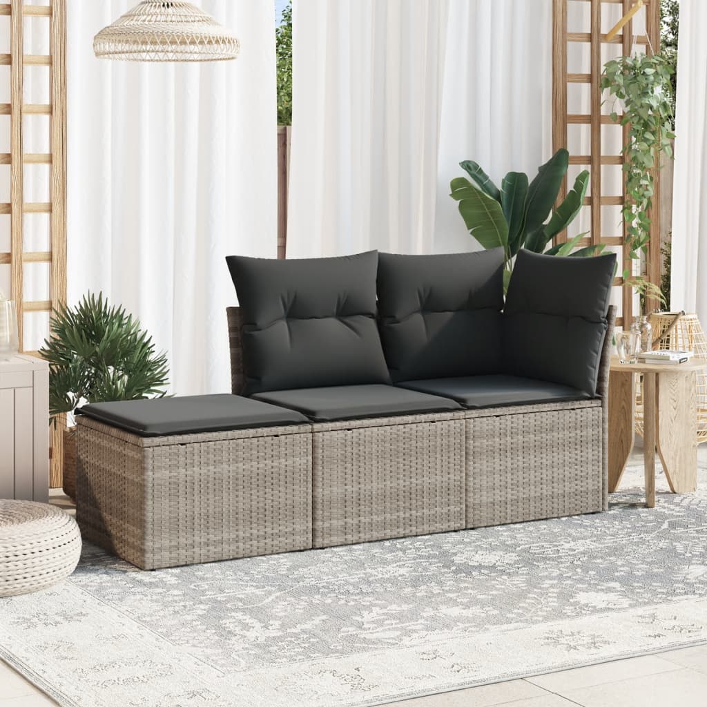 Vidaxl 3-delige loungeset met kussens poly rattan lichtgrijs
