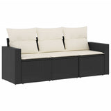Vidaxl 3-delige loungeset met kussens poly rattan zwart