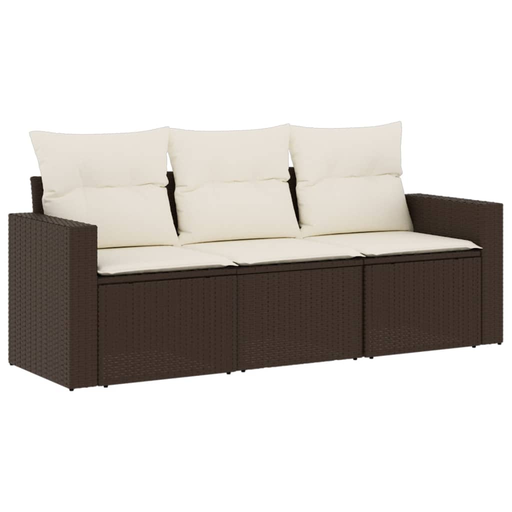 Vidaxl 3-delige loungeset met kussens poly rattan bruin