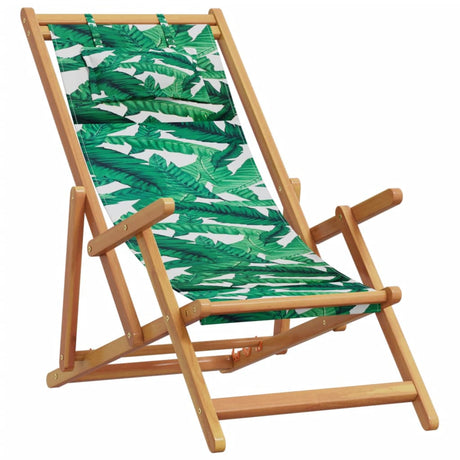 Vidaxl opklapbare stoelen, 2 stuks, stof met bladmotief en massief hout.