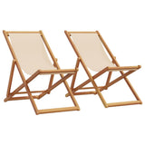 Vidaxl opklapbare stoelen, 2 stuks, beige stof en massief hout