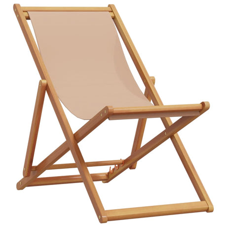 Vidaxl opklapbare stoelen, 2 stuks, taupekleurige stof en massief hout.