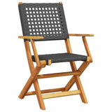 Vidaxl opklapbare stoelen, 4 stuks, zwart, van polyrotan en massief hout.