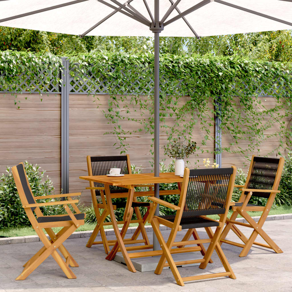 Vidaxl opklapbare stoelen, 4 stuks, zwart, massief acaciahout