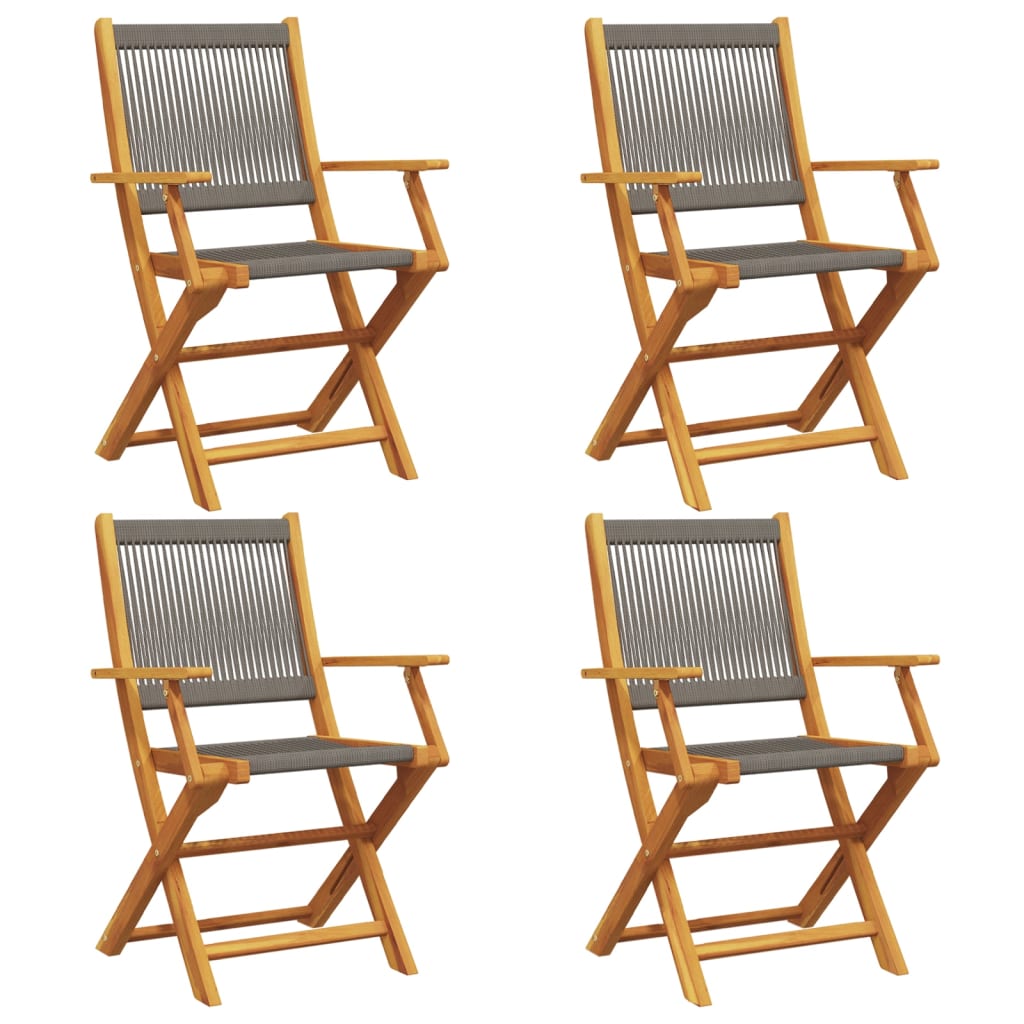 Vidaxl opklapbare stoelen, 4 stuks, grijs, massief acaciahout