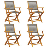 Vidaxl opklapbare stoelen, 4 stuks, grijs, massief acaciahout