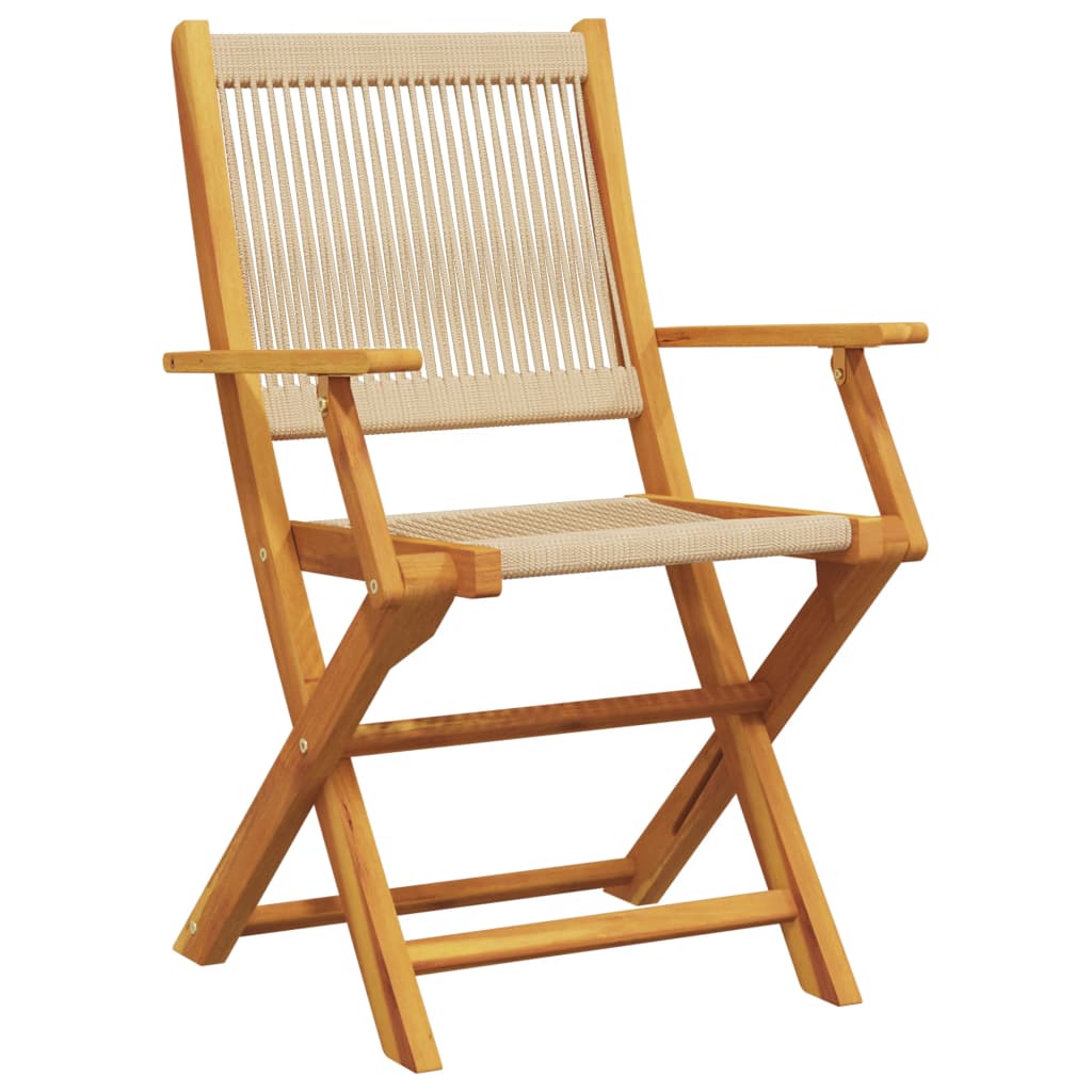 Vidaxl opklapbare stoelen, 4 stuks, beige, massief acaciahout