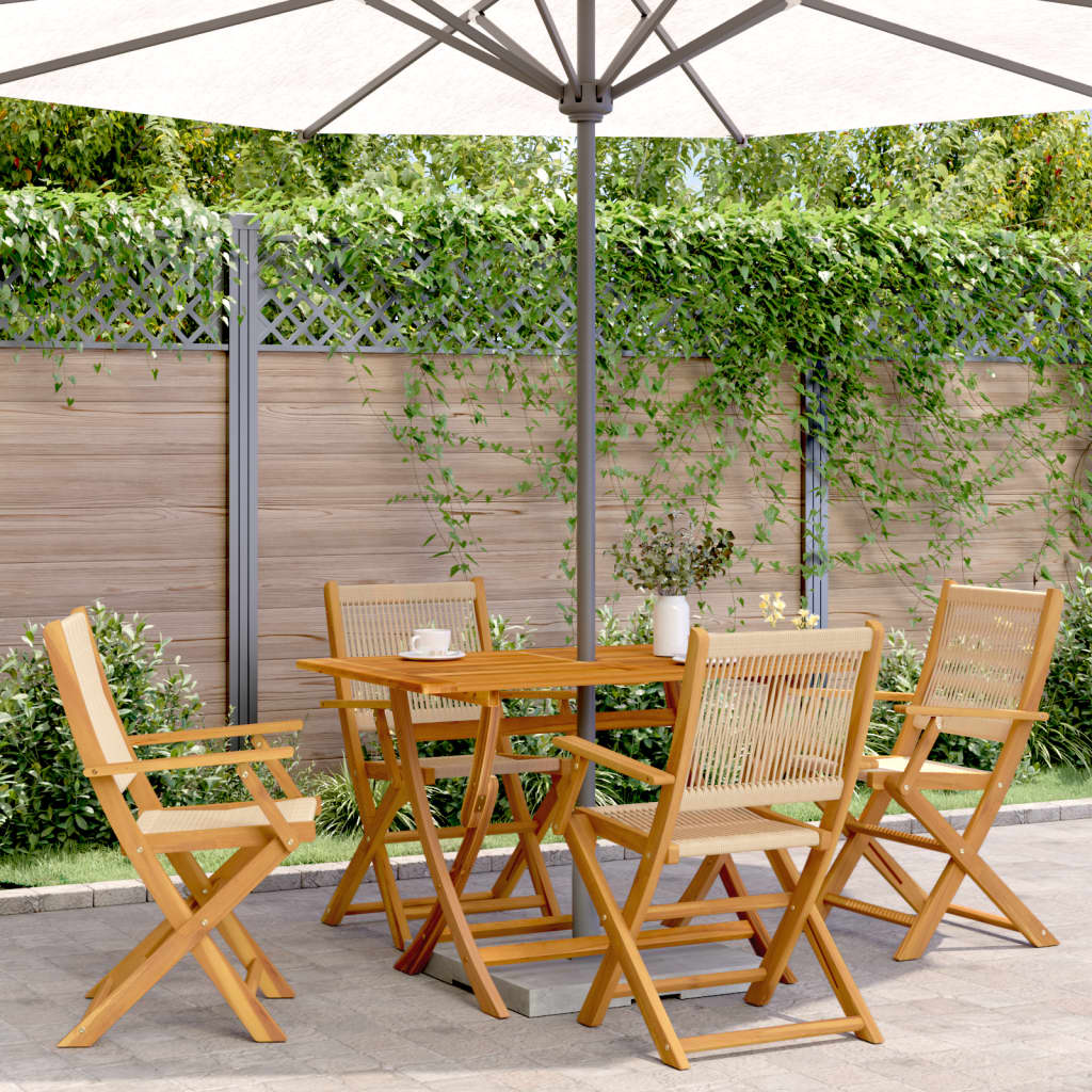 Vidaxl opklapbare stoelen, 4 stuks, beige, massief acaciahout