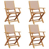 Vidaxl klapstoelen set van 4, taupekleurige stof en massief hout.