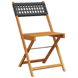 Vidaxl opklapbare stoelen, 4 stuks, zwart, van polyrotan en massief hout.