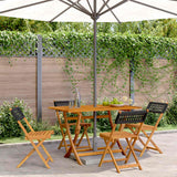 Vidaxl opklapbare stoelen, 4 stuks, zwart, van polyrotan en massief hout.