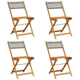 Vidaxl opklapbare stoelen, 4 stuks, grijs, van polyrotan en massief hout.