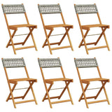 Vidaxl opklapbare stoelen, 6 stuks, grijs, van polyrotan en massief hout.