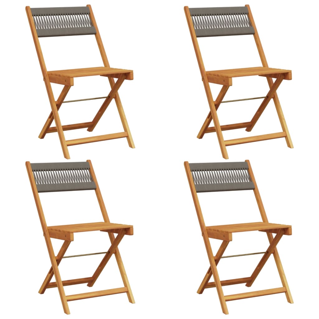 Vidaxl opklapbare stoelen, 4 stuks, grijs, massief acaciahout