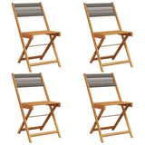 Vidaxl opklapbare stoelen, 4 stuks, grijs, massief acaciahout