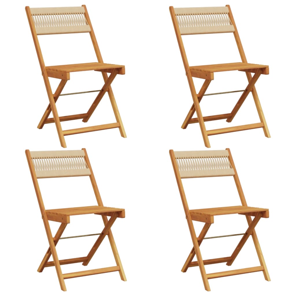 Vidaxl opklapbare stoelen, 4 stuks, beige, massief acaciahout