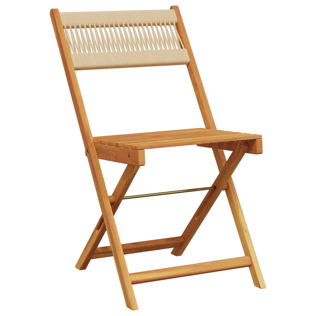 Vidaxl opklapbare stoelen, 4 stuks, beige, massief acaciahout