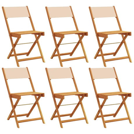 Vidaxl klapstoelen set van 6 stuks, beige stof en massief hout