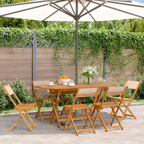 Vidaxl klapstoelen set van 6 stuks, beige stof en massief hout