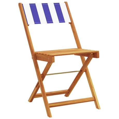 Vidaxl klapstoelen, 6 stuks, blauw-witte stof en massief hout.