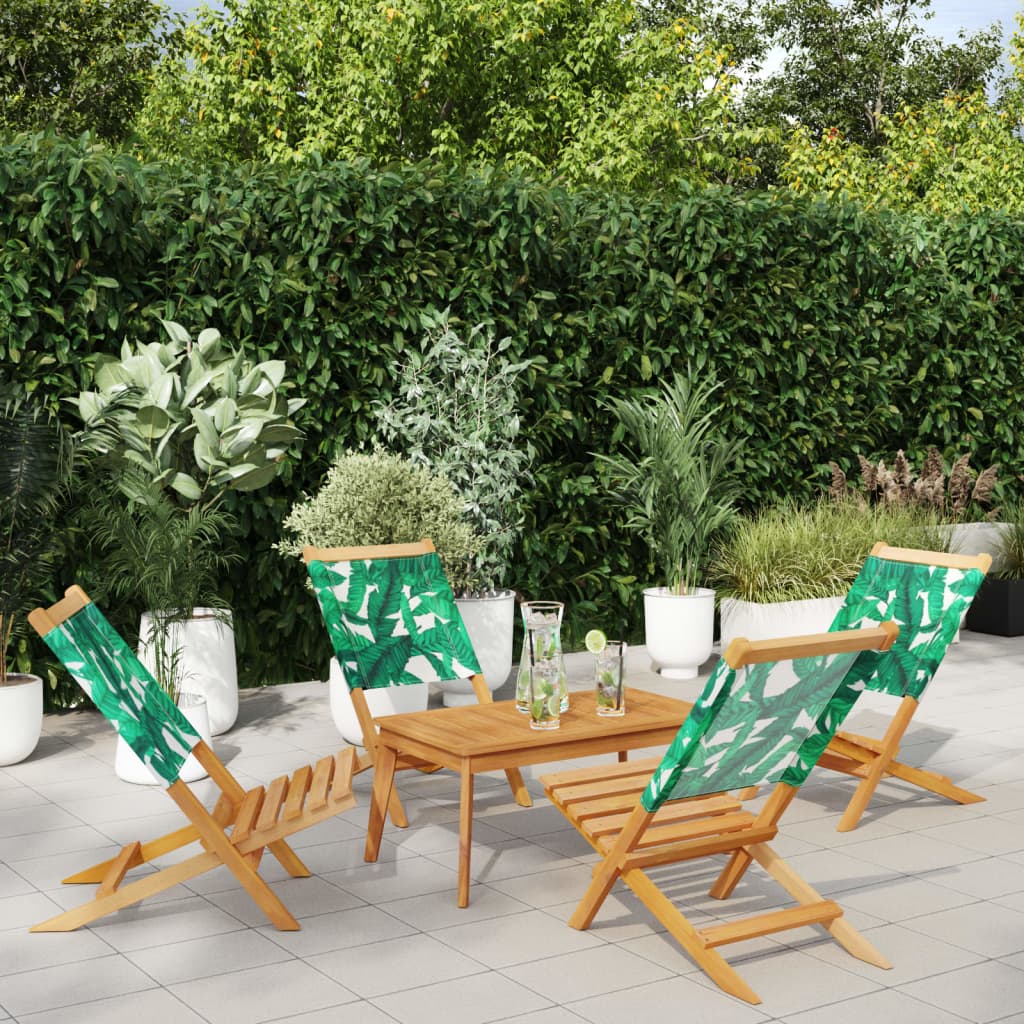Vidaxl klapstoelen, 4 stuks, groene stof en massief hout