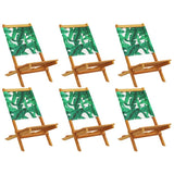 Vidaxl klapstoelen, 6 stuks, groene stof en massief hout