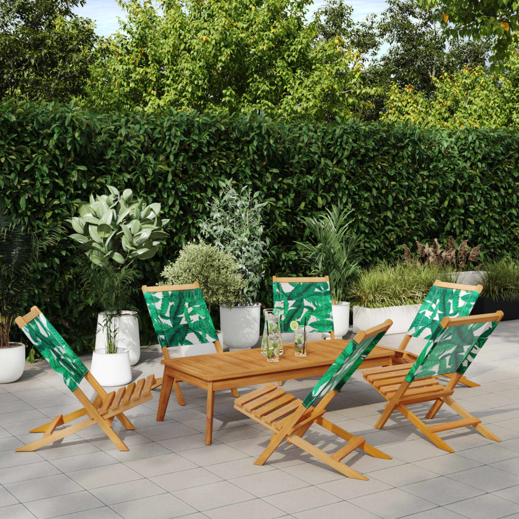 Vidaxl klapstoelen, 6 stuks, groene stof en massief hout