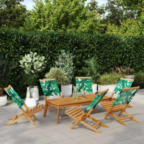 Vidaxl klapstoelen, 6 stuks, groene stof en massief hout