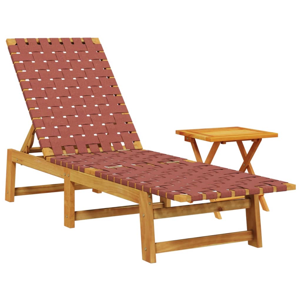 Vidaxl ligbed met tafel massief acaciahout en stof rood