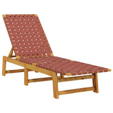 Vidaxl ligbed met tafel massief acaciahout en stof rood