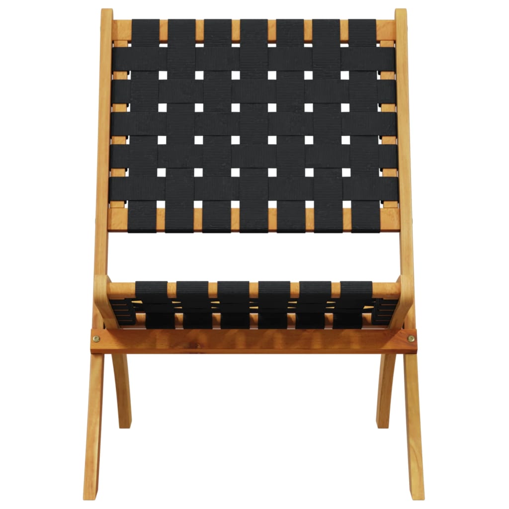 Vidaxl set van 2 klapstoelen met tafel, zwart, massief hout