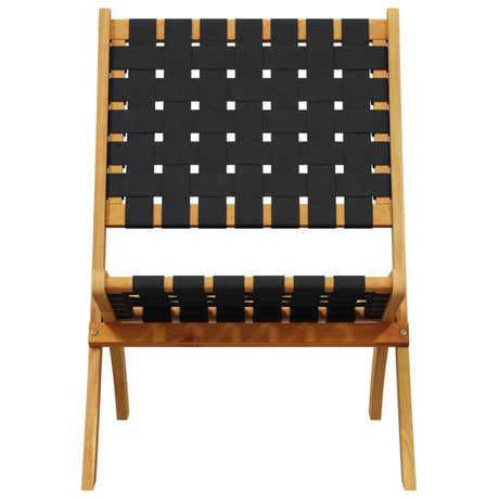 Vidaxl set van 2 klapstoelen met tafel, zwart, massief hout
