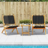 Vidaxl set van 2 klapstoelen met tafel, zwart, massief hout